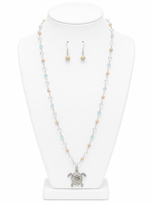 Coastal Turtle Necklace & Earring Set