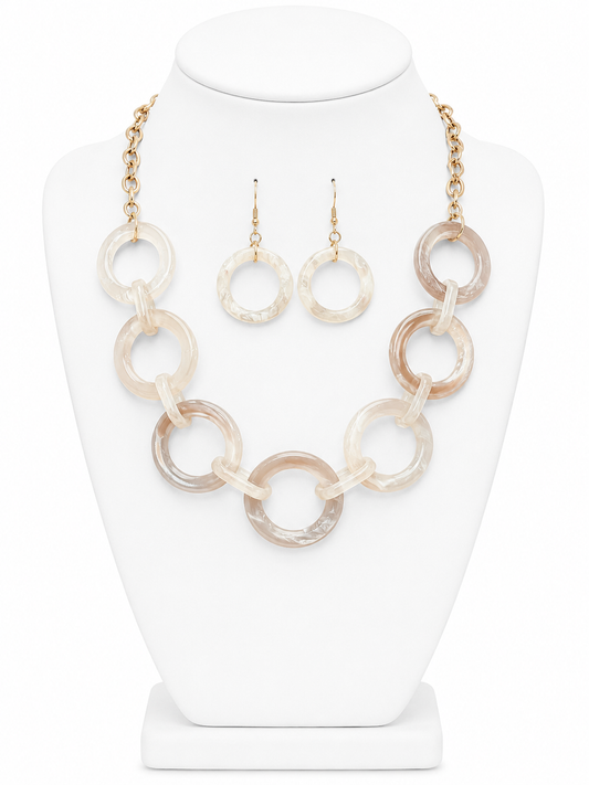 Champagne Link Statement Necklace & Earring Set