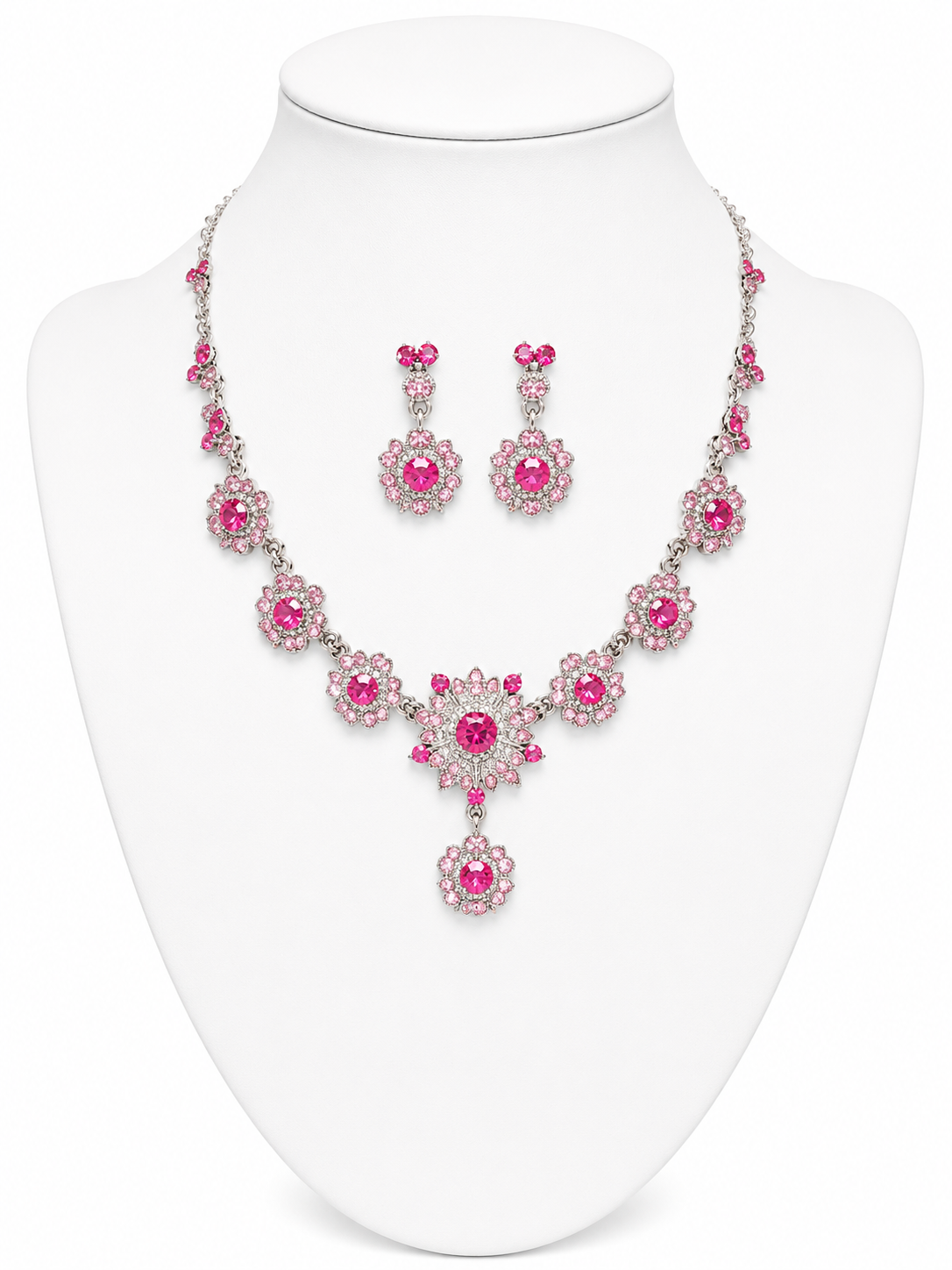 Pink Blossom Sparkle Necklace Set