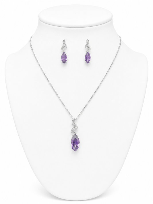 Amethyst Leaf Elegance Necklace Set