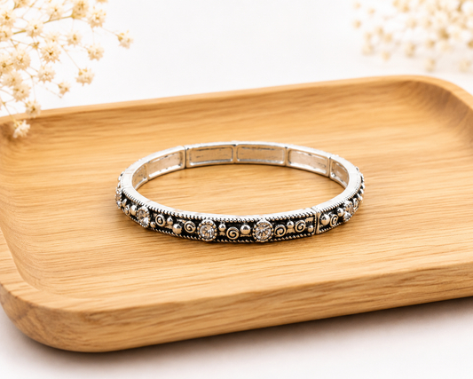 Midnight Spark Scroll Stretch Bracelet