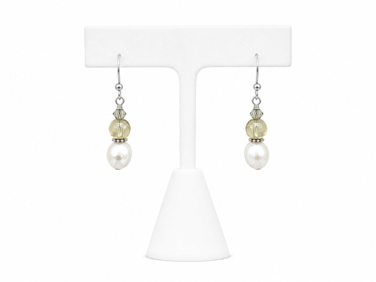Golden Bead Freshwater Pearl Drop Earrings
