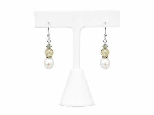 Golden Bead Freshwater Pearl Drop Earrings