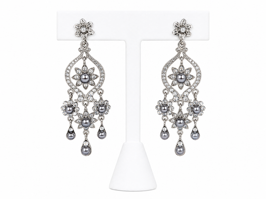Midnight Pearl Garden Chandelier Earrings