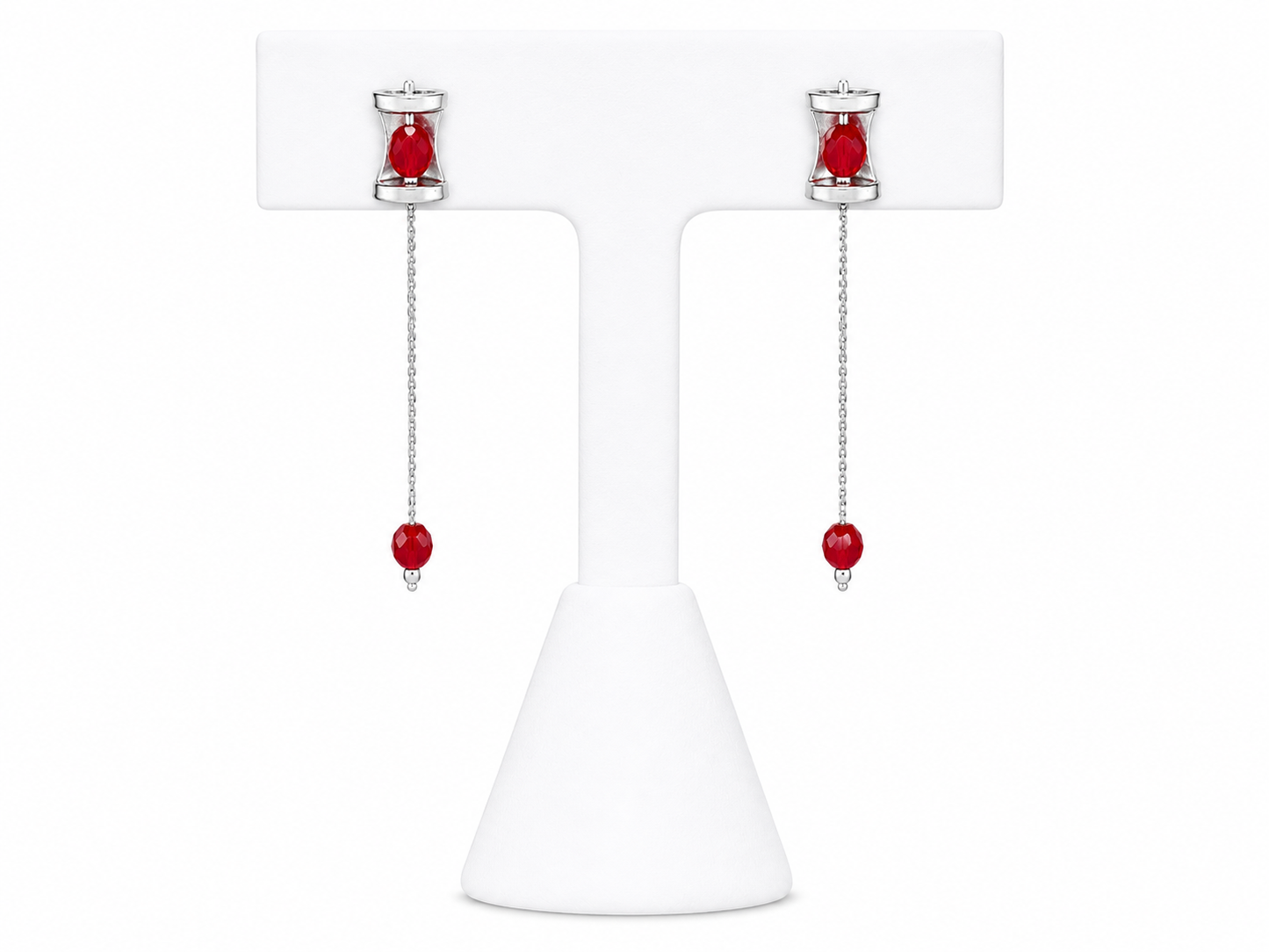 Ruby Spool Drop Earrings