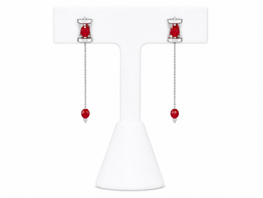 Ruby Spool Drop Earrings