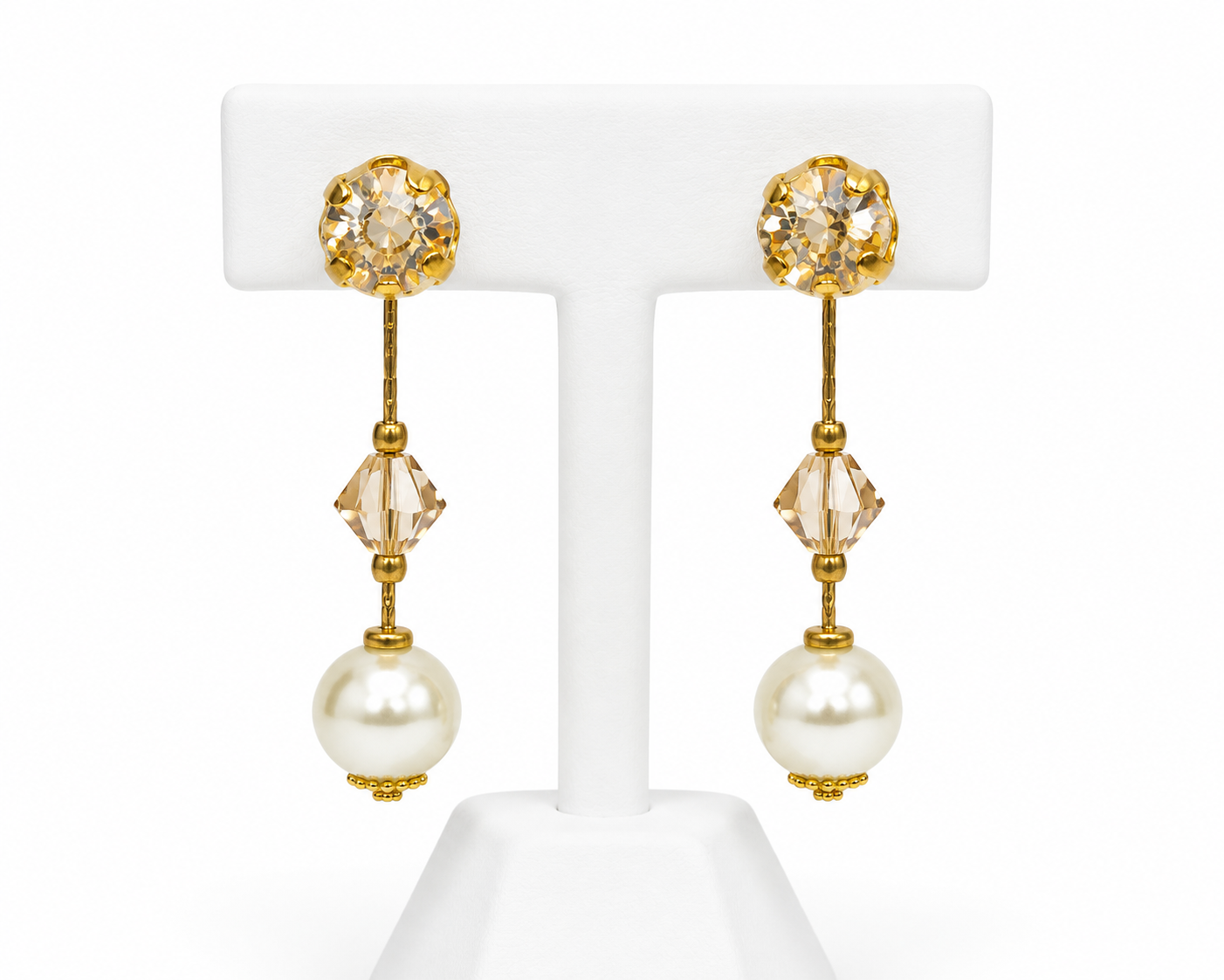 Van Galz Crystal & Pearl Drop Earrings