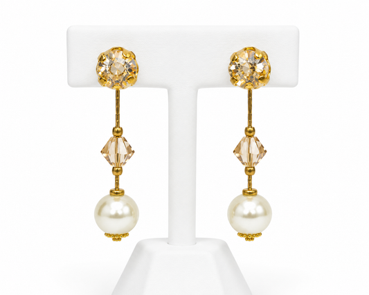 Van Galz Crystal & Pearl Drop Earrings