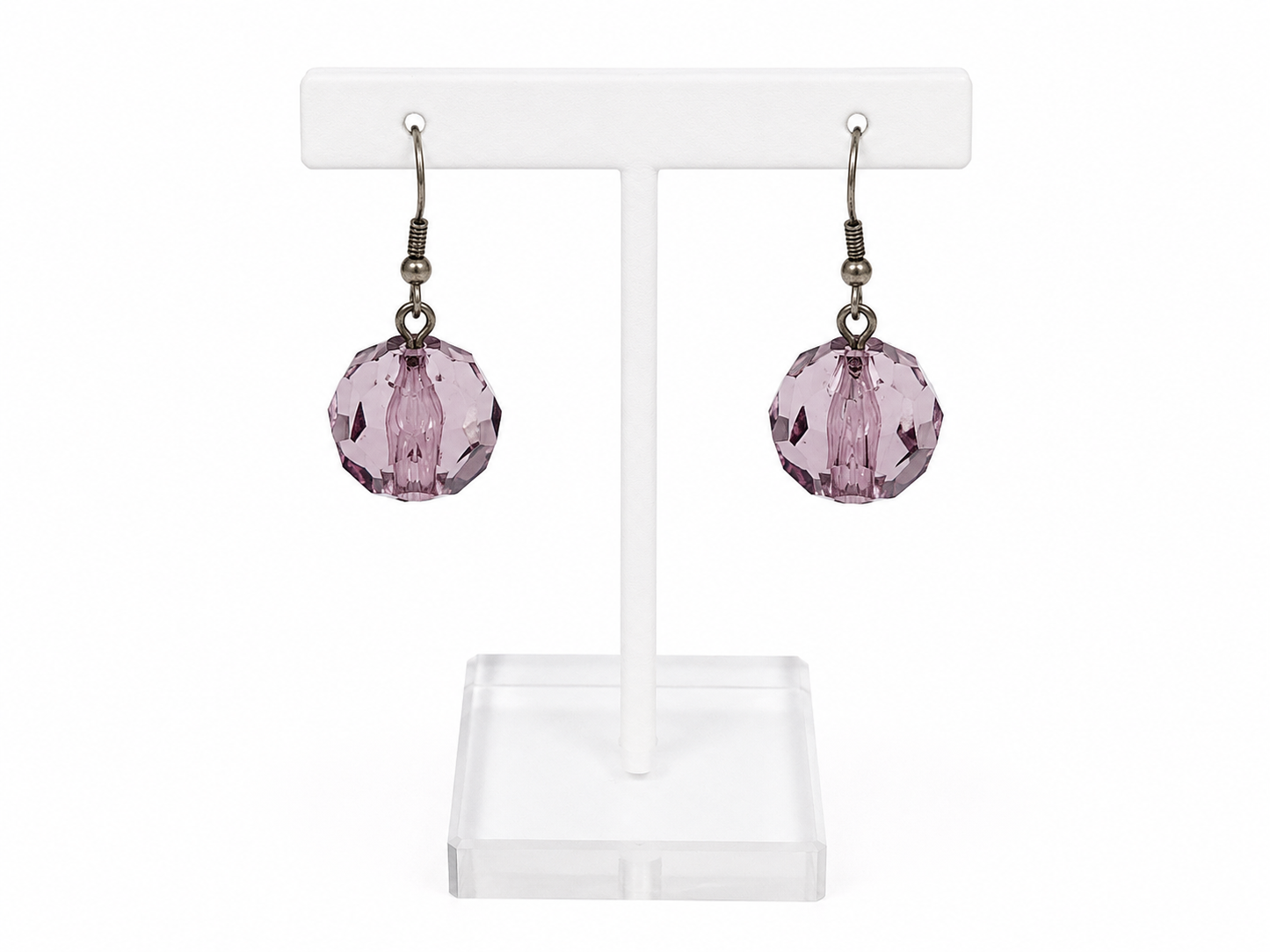 Faceted Lavender Crystal Drop Earrings
