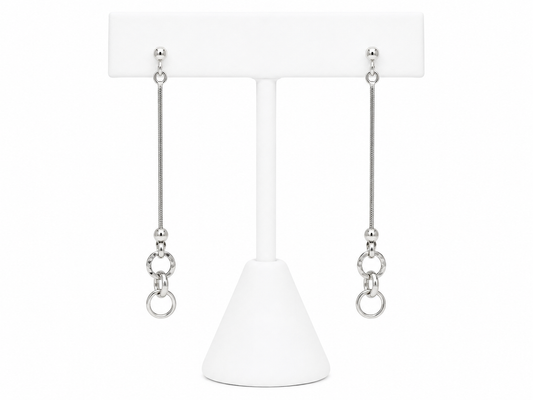 Sterling Silver Contemporary Chain Drop Earrings