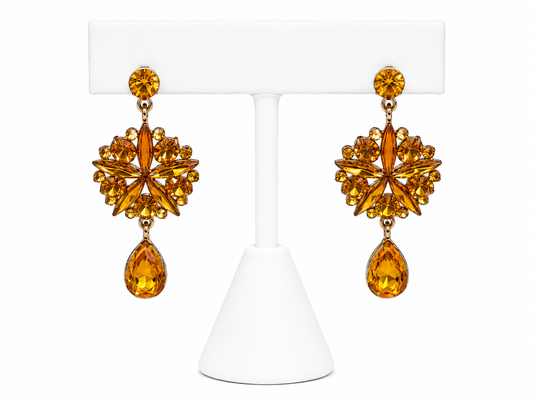 Amber Crysyal Drop Earrings
