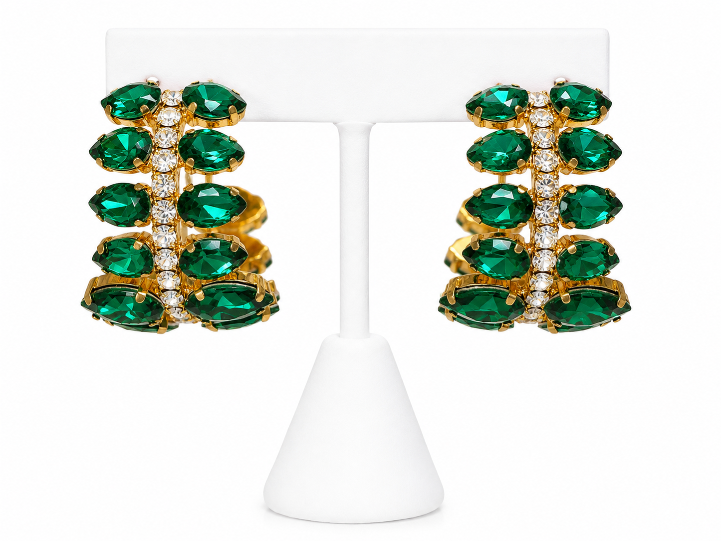 Emerald Crystal Statement Earrings