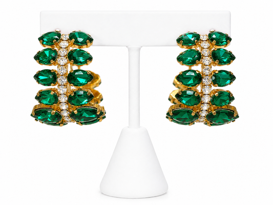 Emerald Crystal Statement Earrings