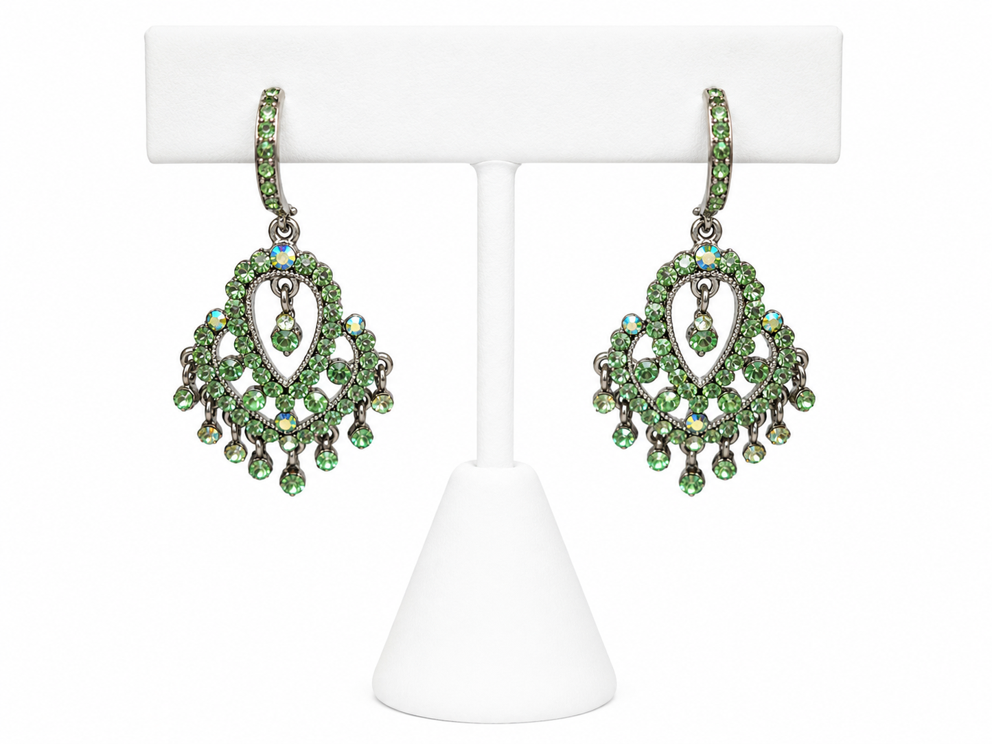 Emerald Glow Crystal Chandelier Earrings
