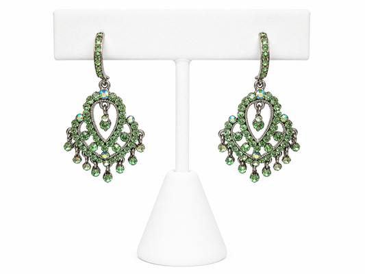 Emerald Glow Crystal Chandelier Earrings