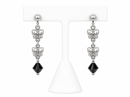 Midnight Butterfly Sterling Silver Earrings