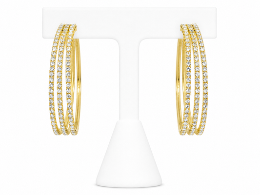 Golden Glam Triple Hoop Earrings
