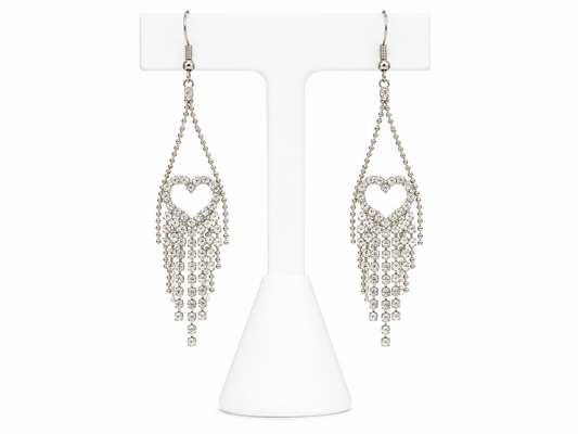 Crystal Heart Cascade Earrings