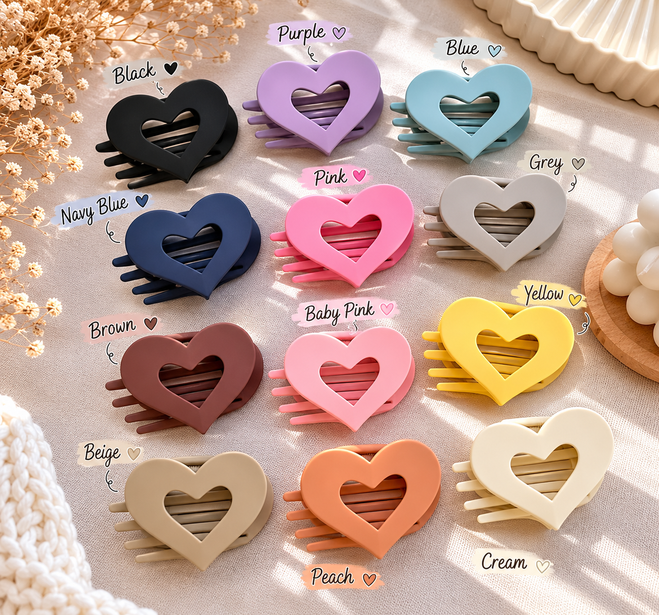Matte Jumbo Cut Out Heart Hair Claw