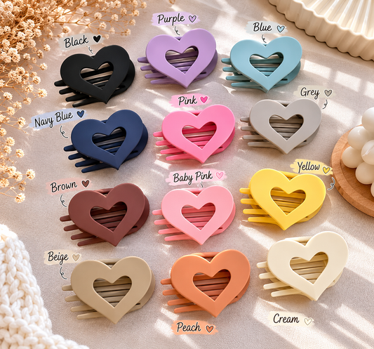 Matte Jumbo Cut Out Heart Hair Claw