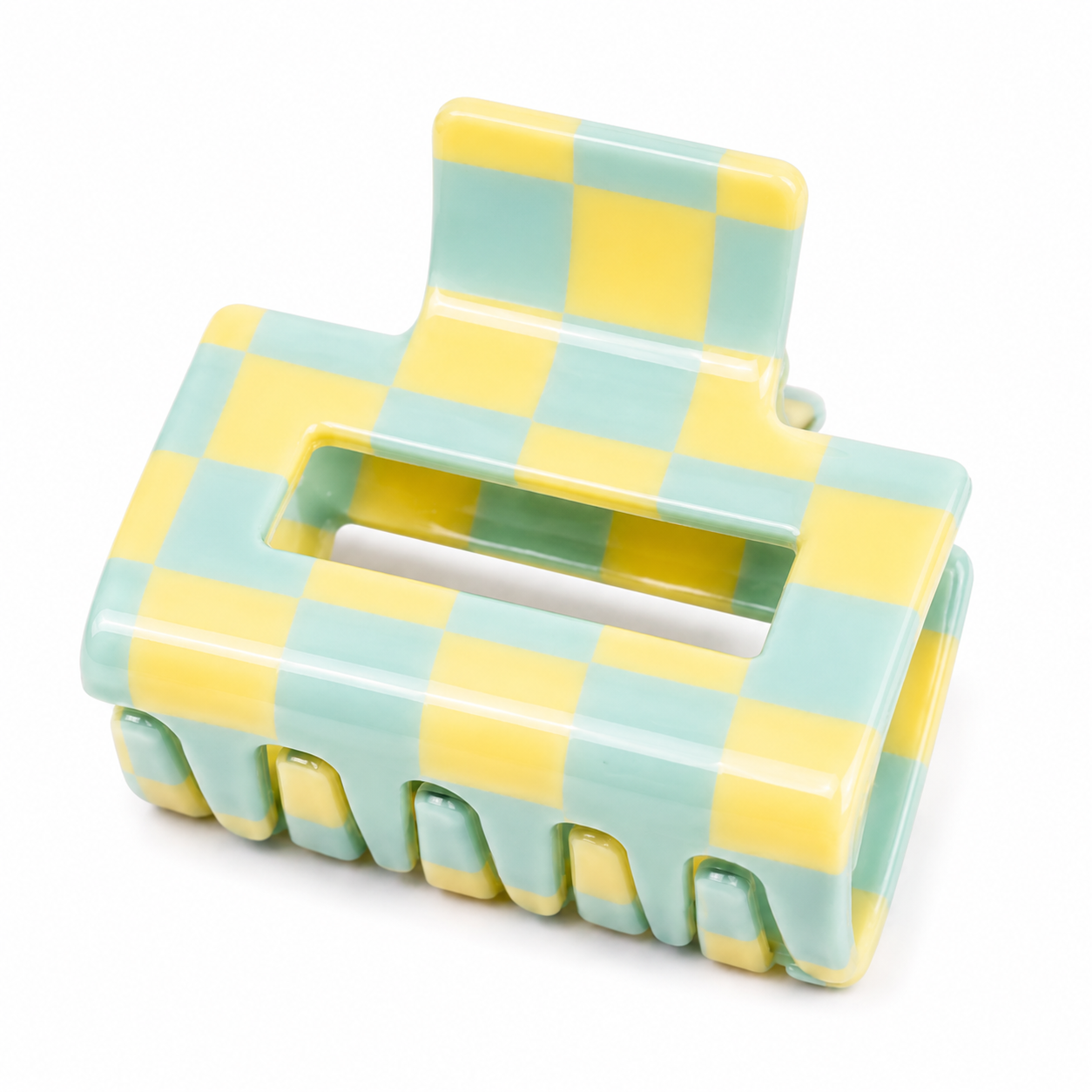 Colorful Checkered Medium Size Hair Claw