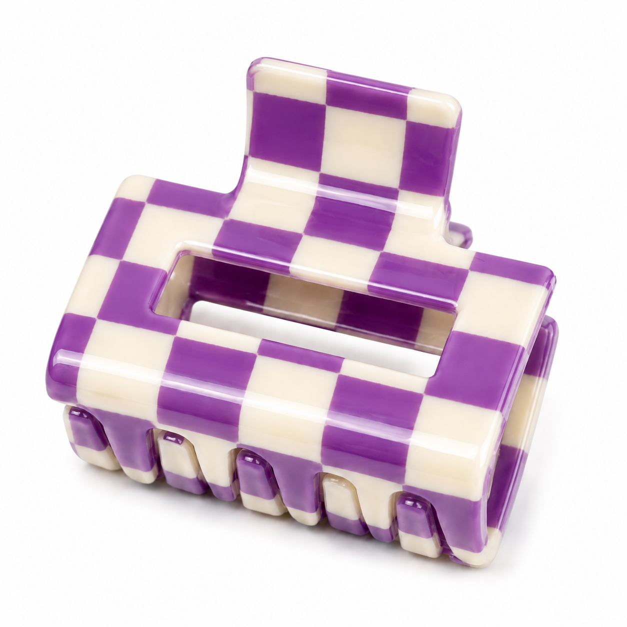 Colorful Checkered Medium Size Hair Claw