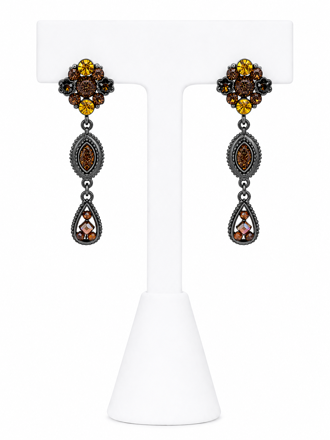 Golden Ember Vintage Drop Earrings
