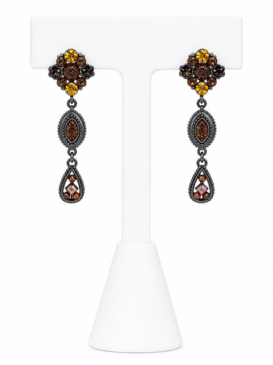 Golden Ember Vintage Drop Earrings