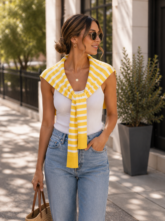 Stripped Knitted Outter Shawl