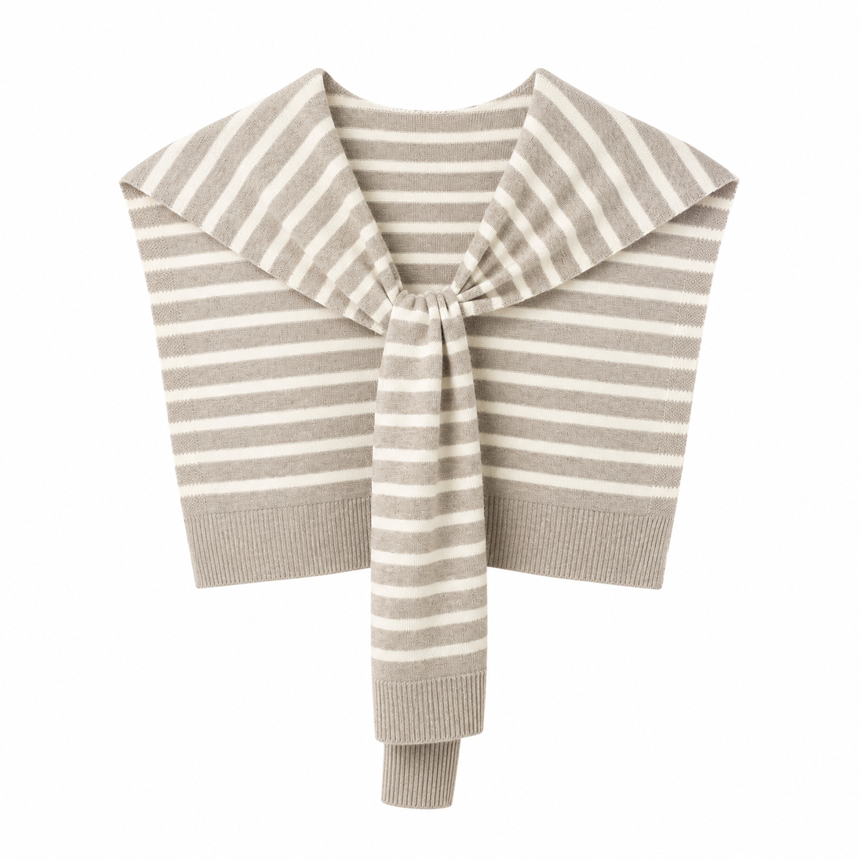 Striped Knitted Outer Shawl – Khaki
