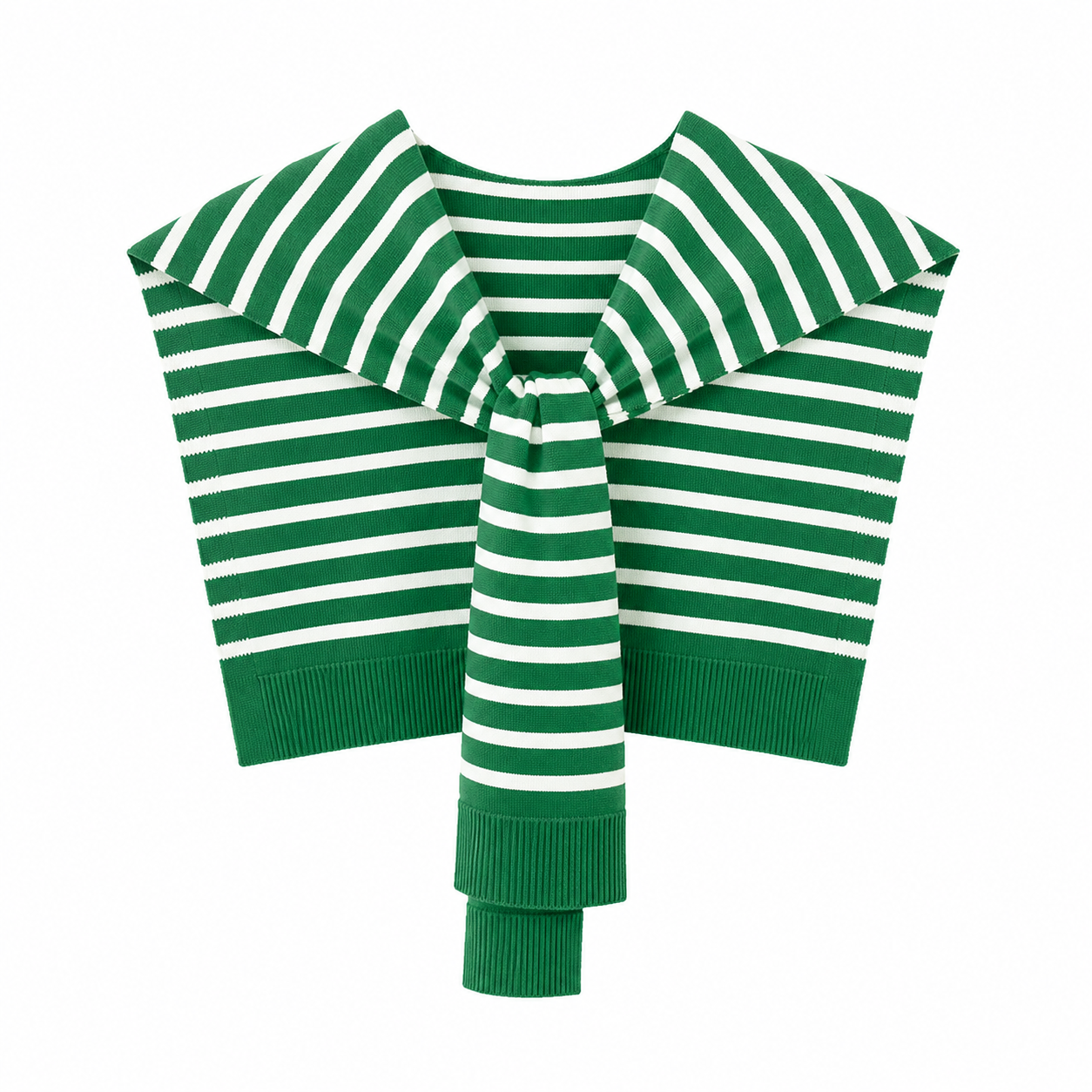 Striped Knitted Outer Shawl – Green