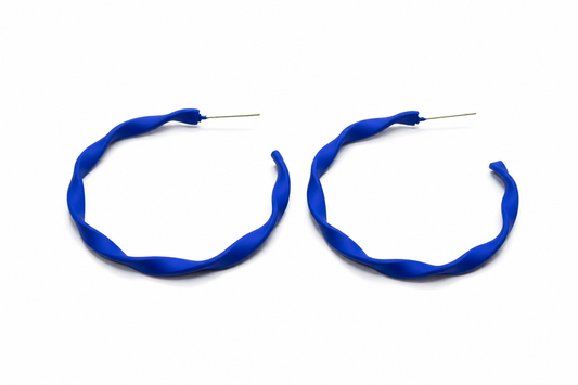 Blue Wave Twist Hoop Earrings