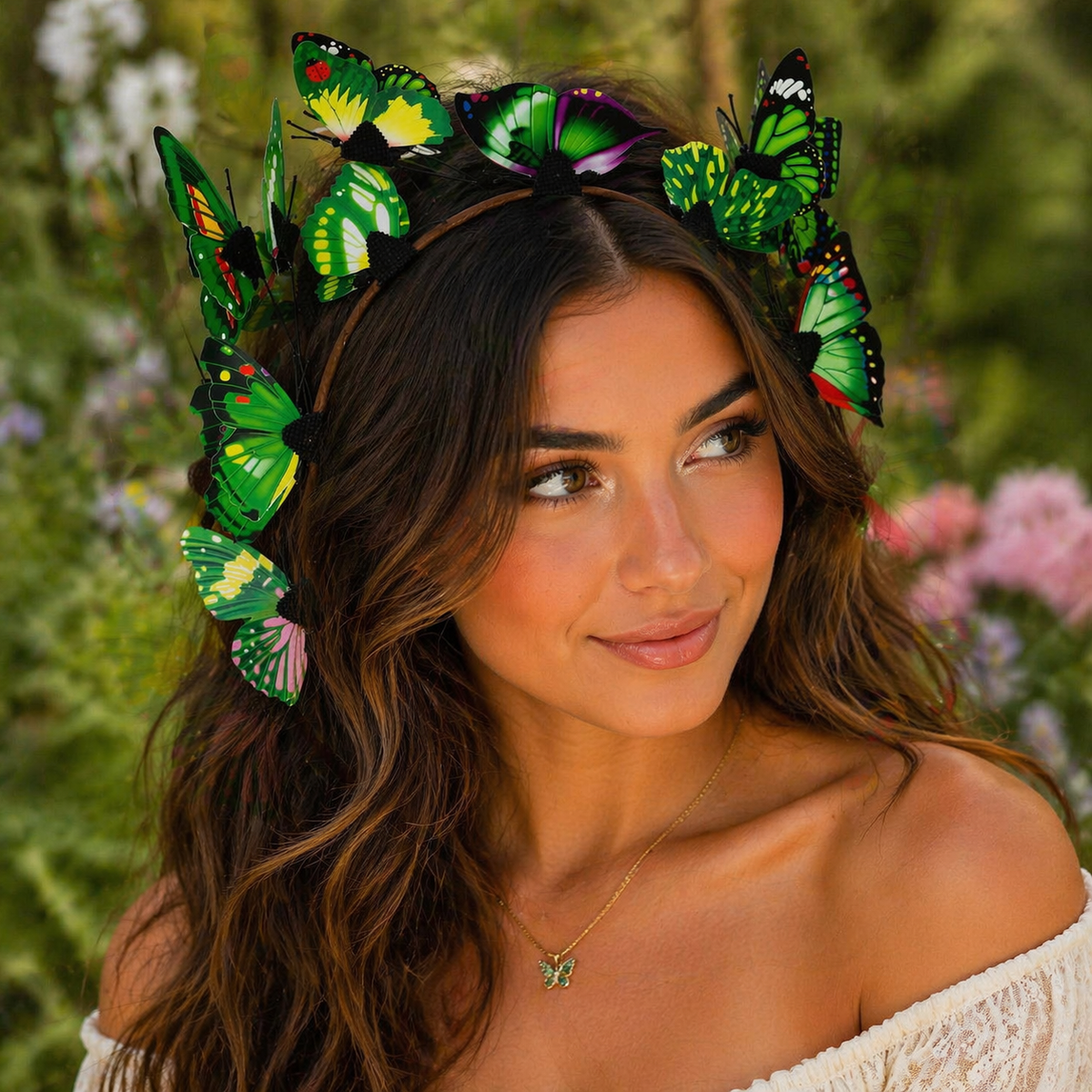 Emerald Garden Butterfly Headband