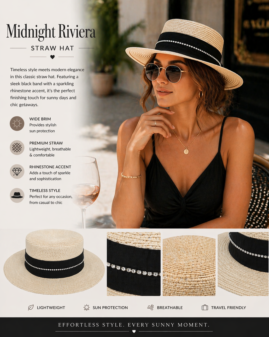 Midnight Riviera Straw Hat