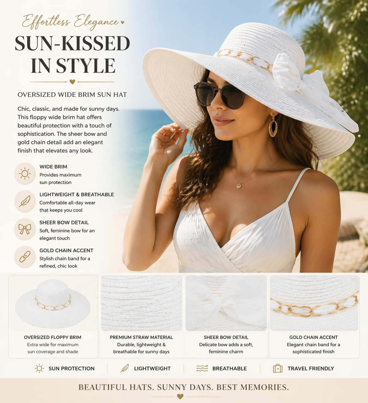 White Elegance Sheer Bow Sun Hat