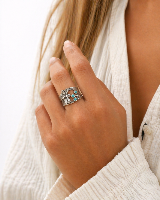 Turquoise Whisper Dragonfly Ring