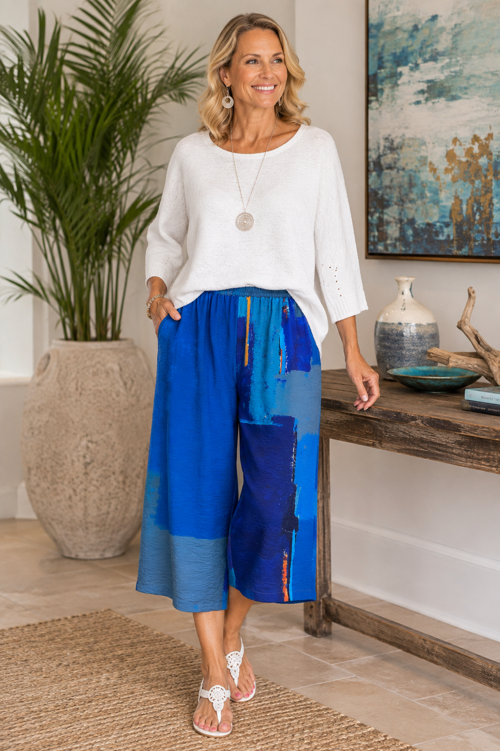 Blue Horizon Wide-Leg Capris