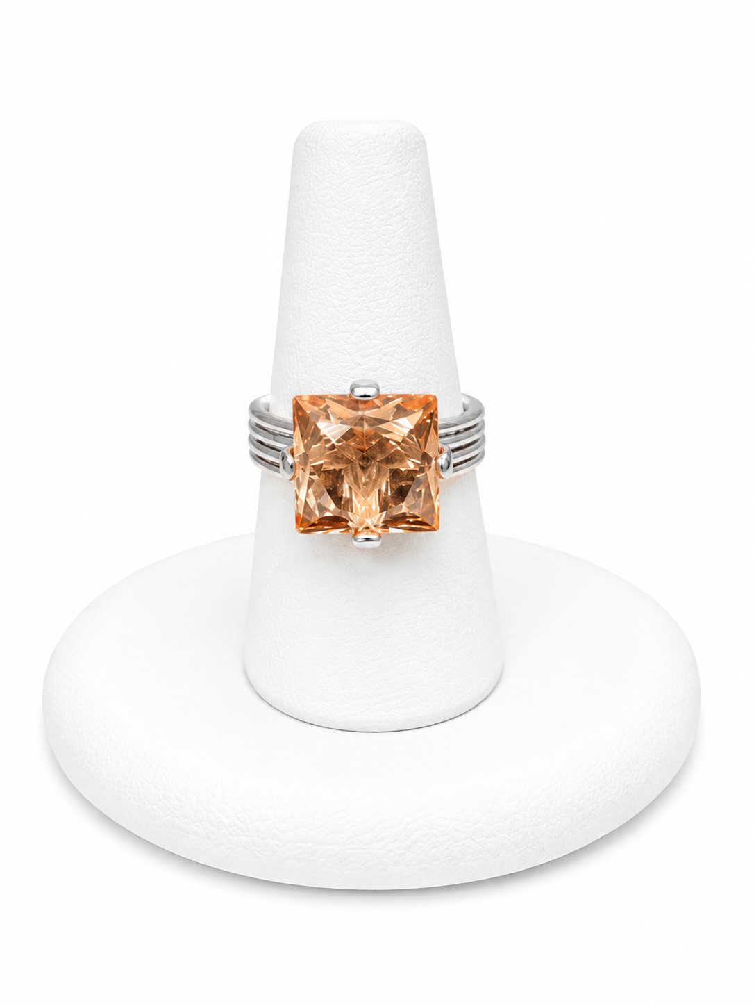 Sterling Silver Peach Stone Ring