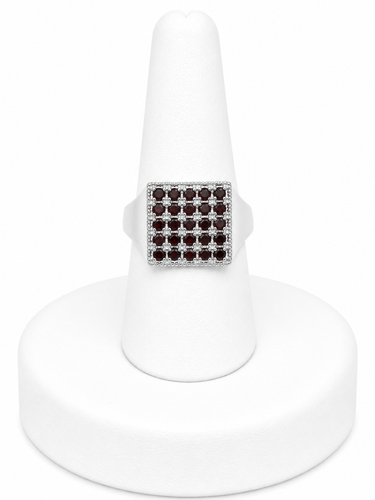 Sterling Silver Garnet Cluster Ring