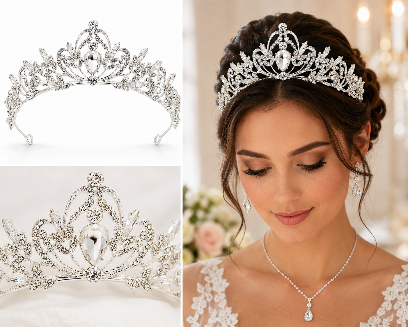 Royal Floral Crystal Queen Tiara