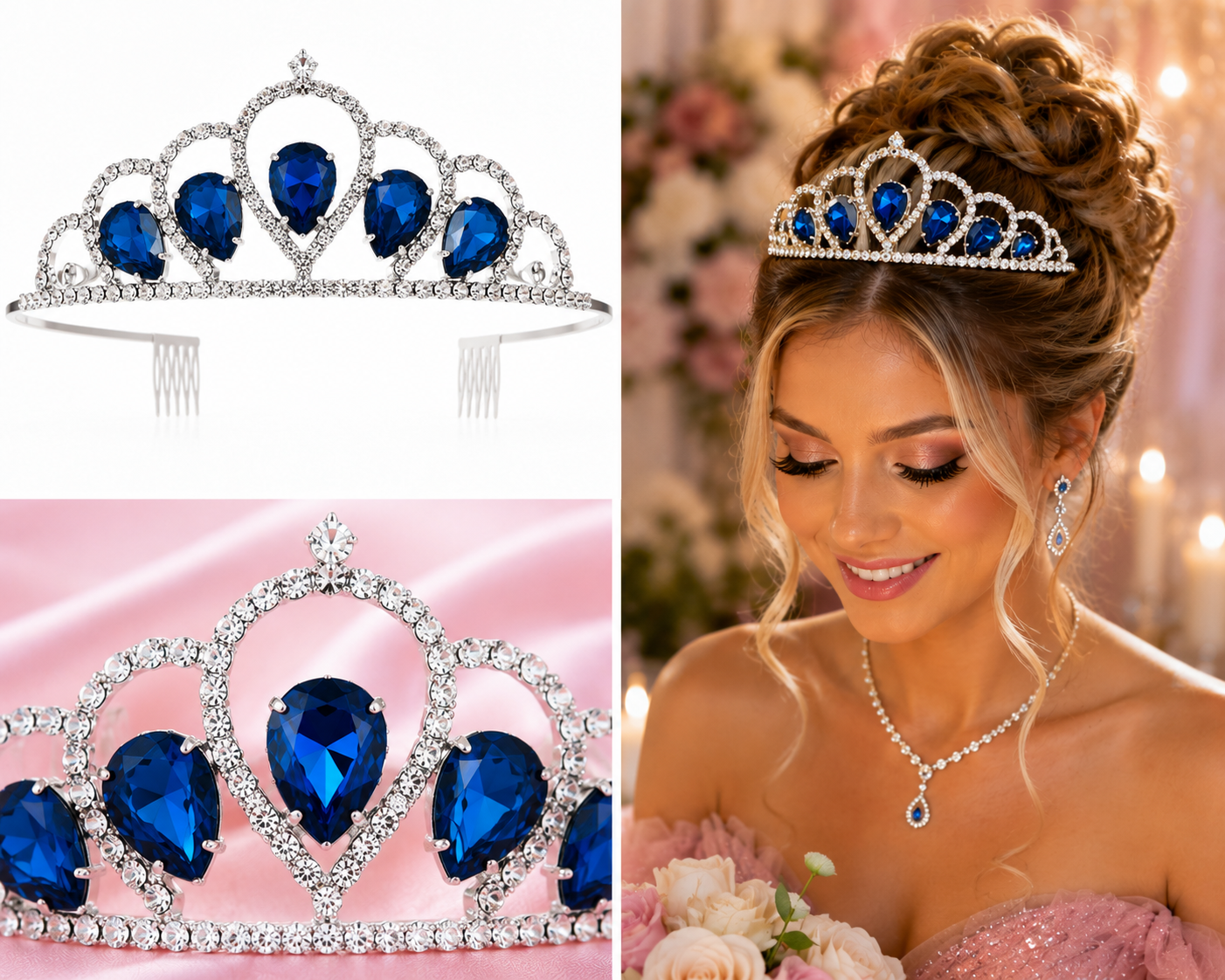 Teardrop Crystal Rhinestone Princess Comb Tiara