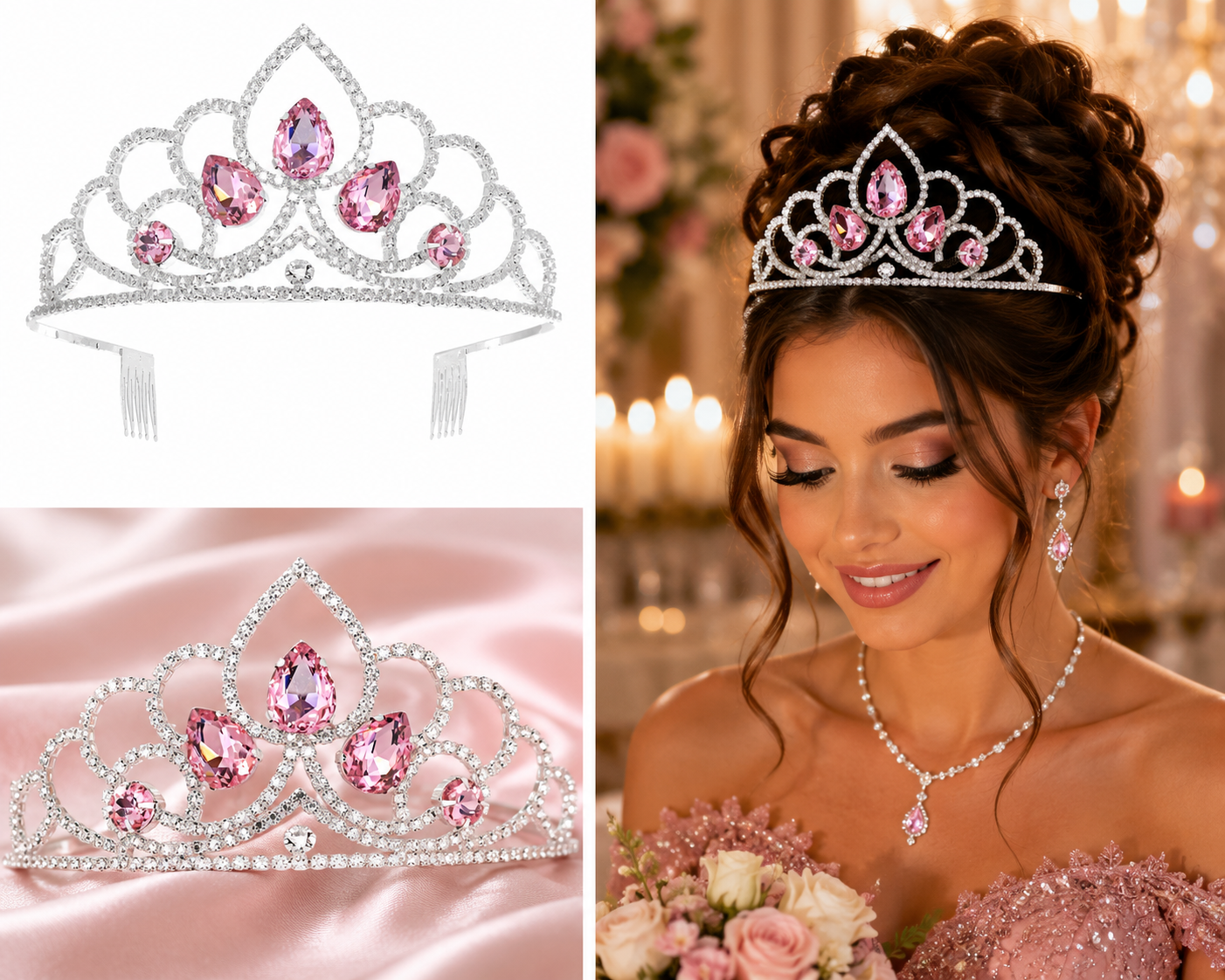 Teardrop Crystal Rhinestone Comb Tiara