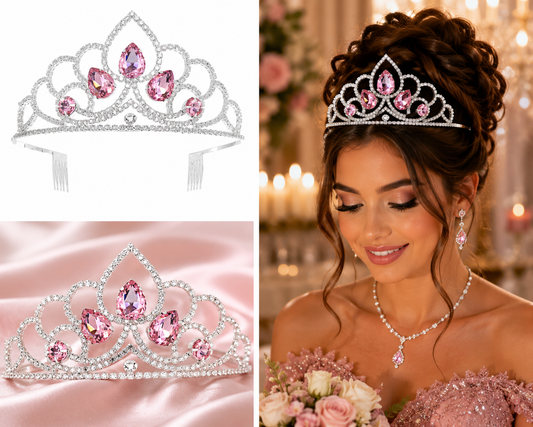Teardrop Crystal Rhinestone Comb Tiara