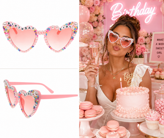 Birthday Girl Pearl Heart Fashion Glasses