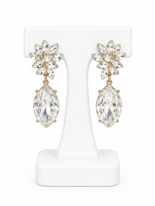 Crystal Bloom Clip Earrings