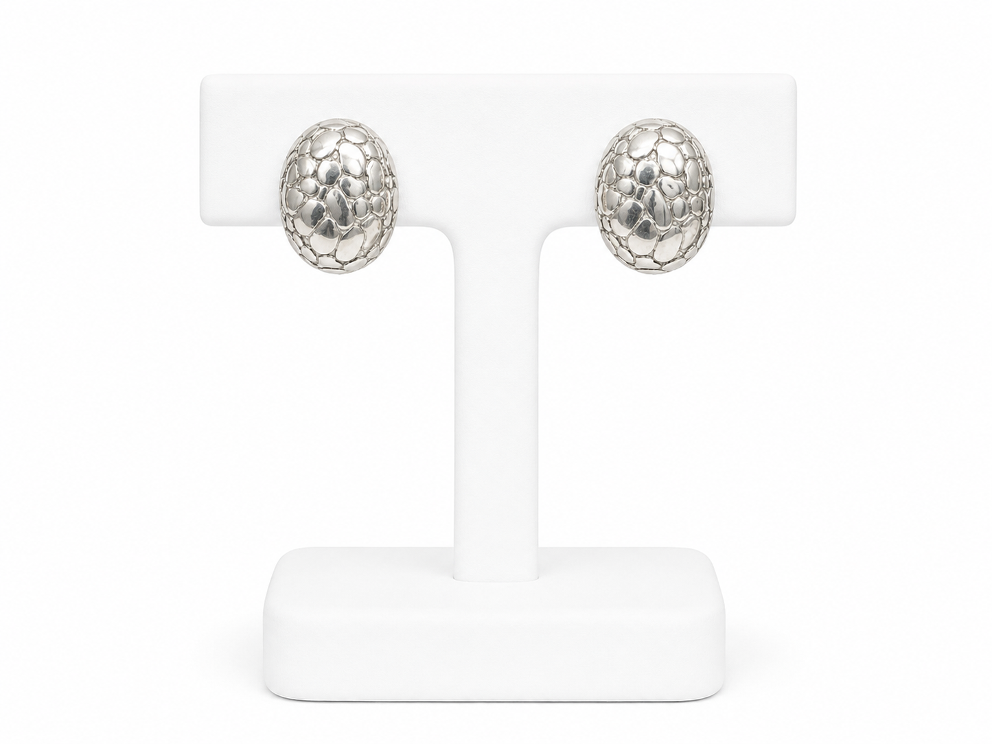 Silver Pebble Clip Earrings