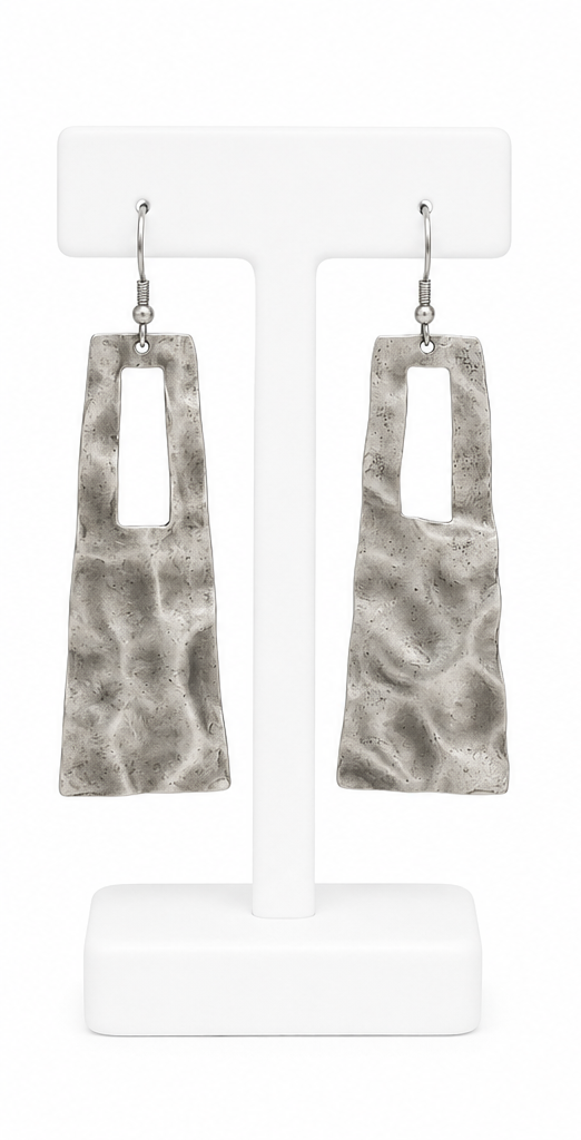 Pewter Cutout Statement Earrings