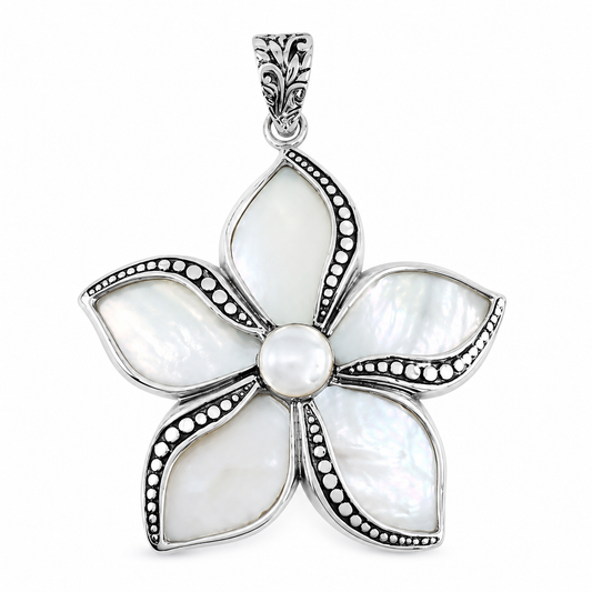 Mother of Pearl Sterling Silver Flower Pendant