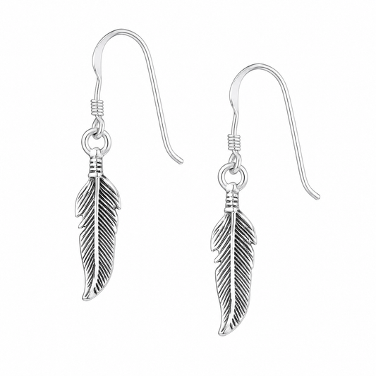 Sterling Silver Small Feather Earrings