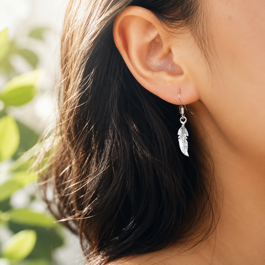 Sterling Silver Small Feather Earrings